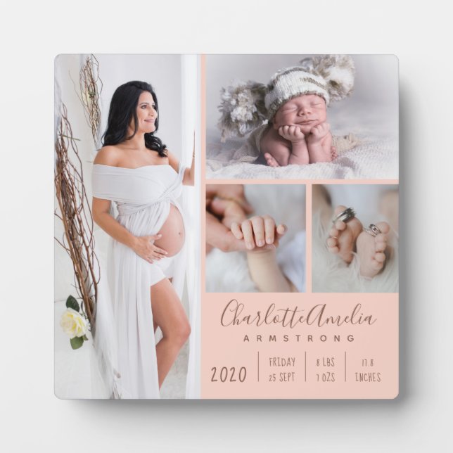 Lovely Baby Photo Family Keepsake Blush Plaque (Front)