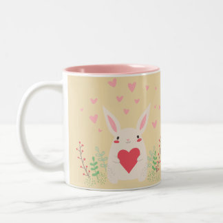 Lovely baby rabbit Two-Tone coffee mug