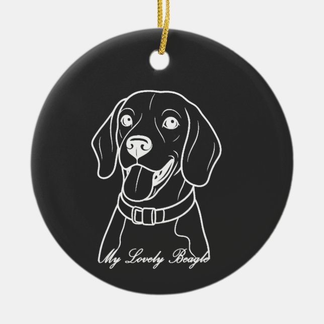 Lovely Beagle Ceramic Ornament (Front)