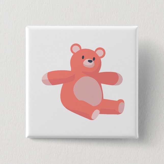lovely bear 2 inch square button (Front)