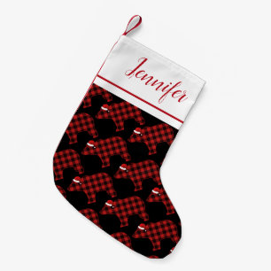 Lovely Bear Buffalo Trendy Designer Pattern Small Christmas Stocking