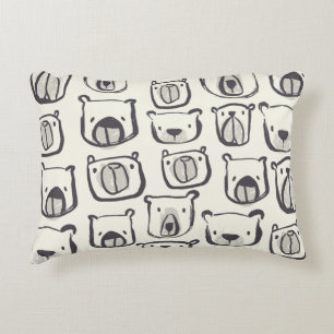 Lovely bear face hand drawn doodles illustration p accent pillow