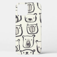 Lovely bear face hand drawn doodles illustration p