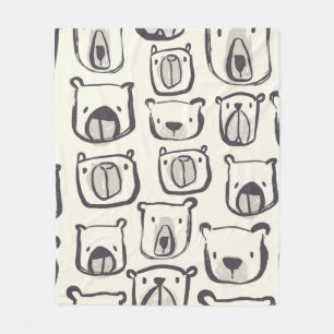 Lovely bear face hand drawn doodles illustration p fleece blanket
