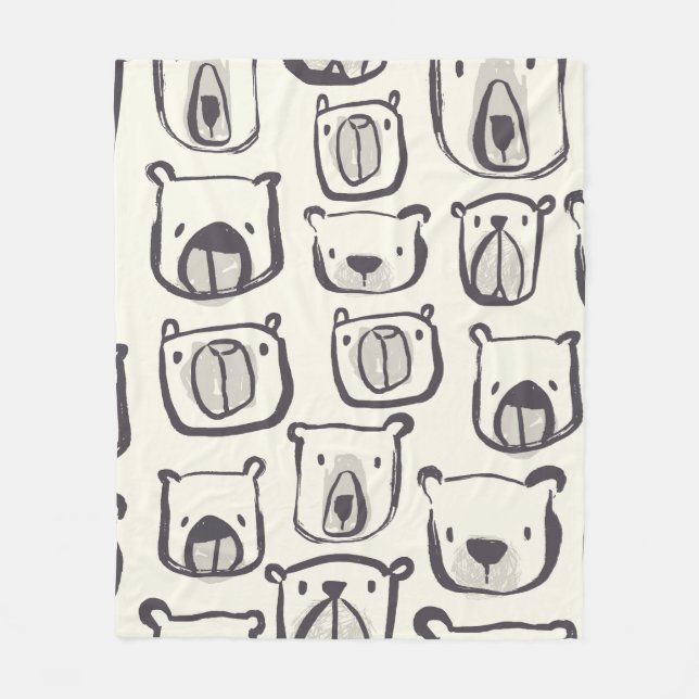 Lovely bear face hand drawn doodles illustration p fleece blanket (Front)