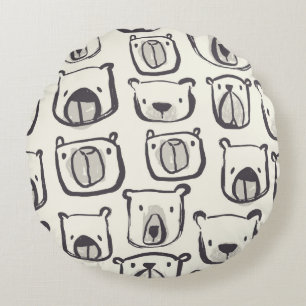 Lovely bear face hand drawn doodles illustration p round pillow