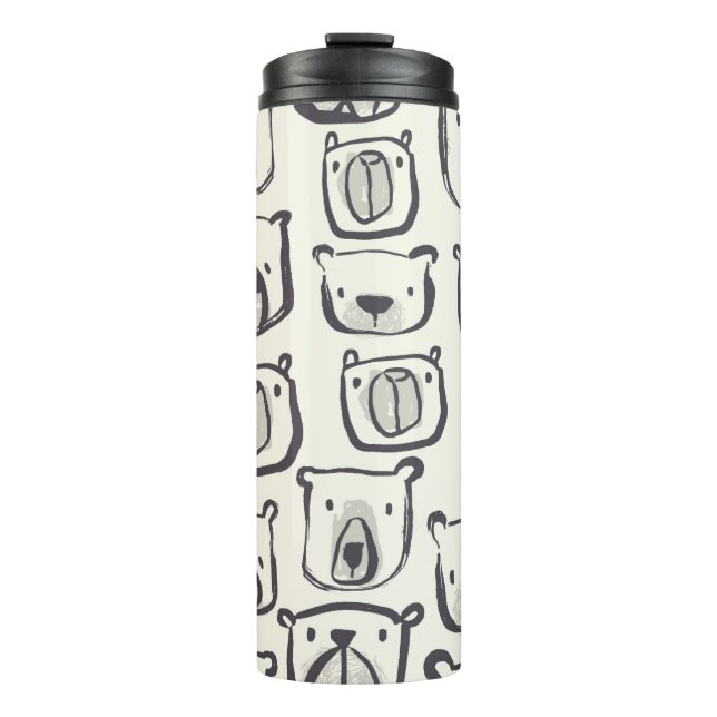 Lovely bear face hand drawn doodles illustration p thermal tumbler (Front)
