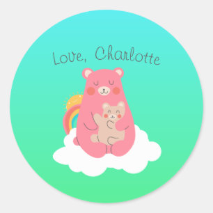 Lovely Bear Family  Classic Round Sticker