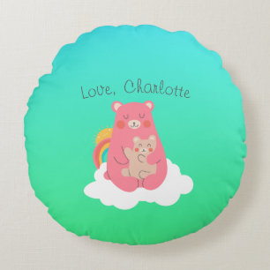 Lovely Bear Family   Round Pillow