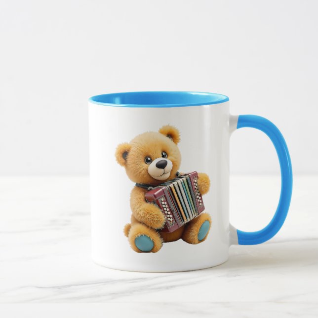 Lovely bear playing the accordion. mug (Right)