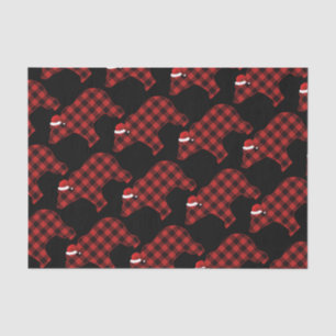 Lovely Bear Silhouette Christmas Holiday Pattern Tissue Paper