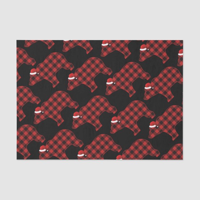 Lovely Bear Silhouette Christmas Holiday Pattern Tissue Paper (Front)