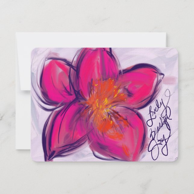 Lovely, Beautiful, Joy Bright Flower Note Card (Front)