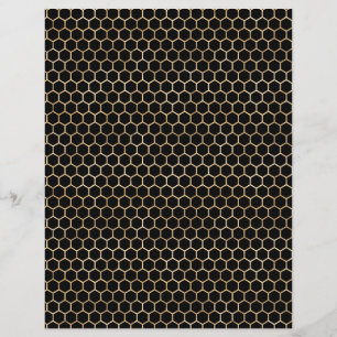 Lovely Bee Gold Honeycomb Scrapbook Paper Sheet