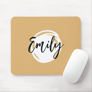 Lovely beige and white Black script monogrammed Mouse Pad