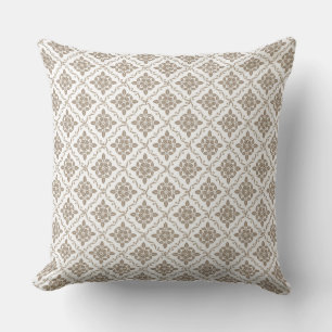 Lovely Beige Damask Reversible Pillow
