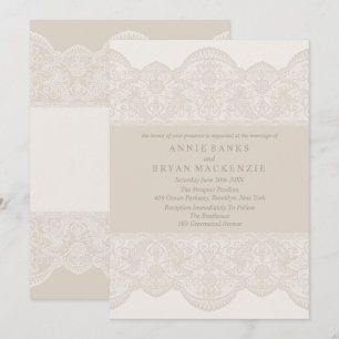 Lovely Beige Lace Wedding Invitations