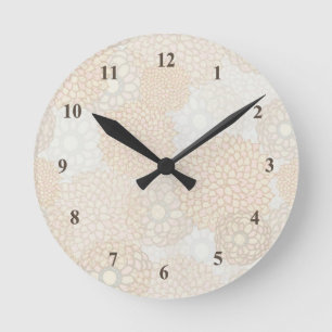 Lovely Beige Rustic Floral Round Clock