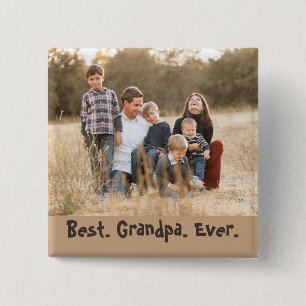 Lovely Best Grandpa Ever Family Photo 2 Inch Square Button