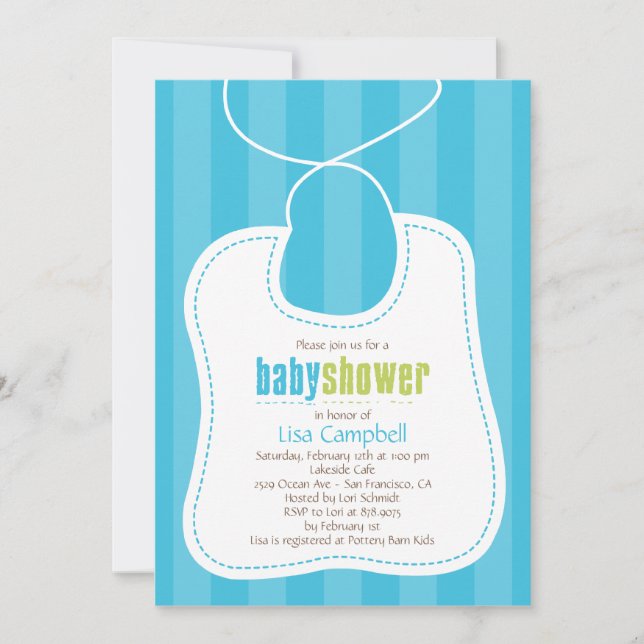 Lovely Bib Baby Shower Invitation (Front)