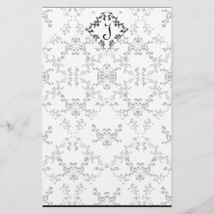 Lovely Black and White Damask Personal Stationery
