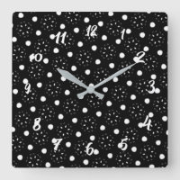 Lovely Black and White Dots and Daisy Design Squar