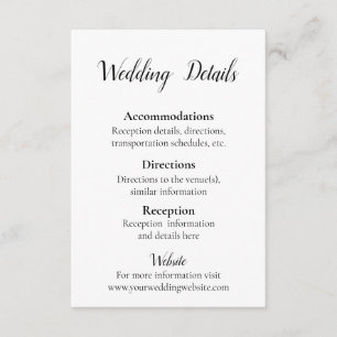 Lovely Black and White Wedding details Enclosure Card