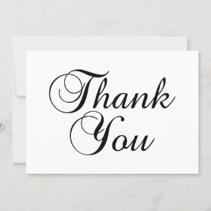 Lovely Black Calligraphy Script White Thank You Card