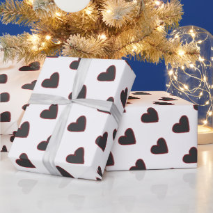 Lovely Black Heart Glossy Wrapping Paper