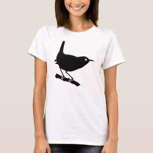Lovely Black Wren Bird On a Branch T-Shirt