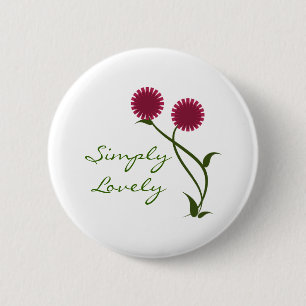 Lovely Blooms Button, Fuchsia 2 Inch Round Button