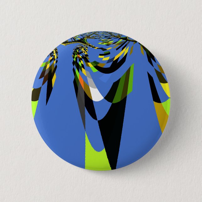 Lovely Blue African Tribal Motif Pattern Art Print 2 Inch Round Button (Front)