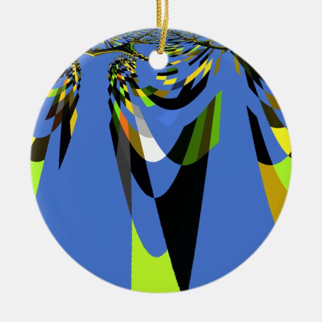 Lovely Blue African Tribal Motif Pattern Art Print Ceramic Ornament (Front)