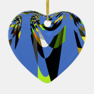 Lovely Blue African Tribal Motif Pattern Art Print Ceramic Ornament