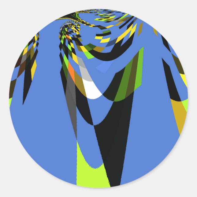 Lovely Blue African Tribal Motif Pattern Art Print Classic Round Sticker (Front)