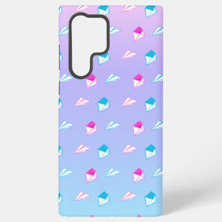 Lovely Blue and Pink Paper Plane Letter and Envelo Samsung Galaxy Case