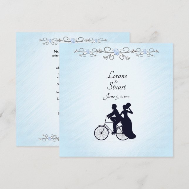 Lovely Blue Bicycle Theme Wedding Invitation (Front/Back)