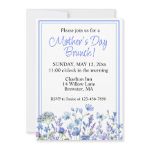 Lovely Blue Watercolor Floral Mother's Day Brunch 