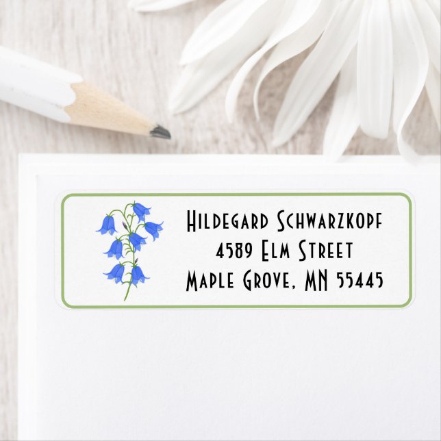 Lovely Bluebells White Return Address Label (Insitu)