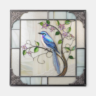 Lovely Bluebird on Flowering Vine Magnet