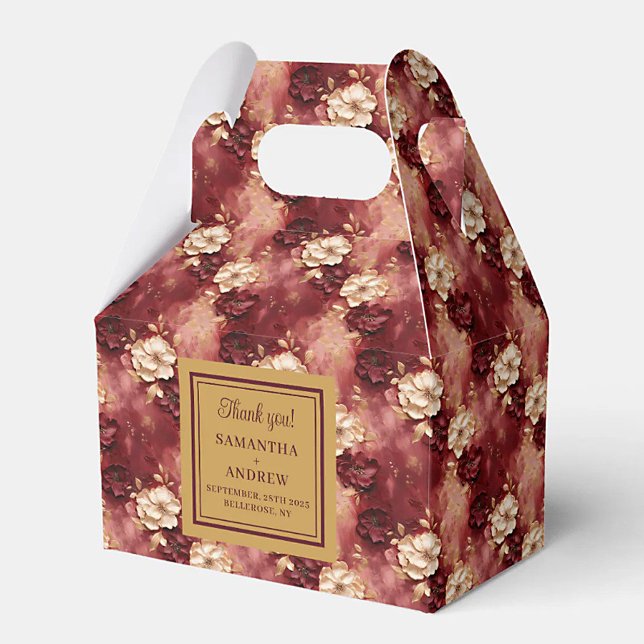 Lovely Blush Burgundy Gold Wedding Thank You Box (Lovely Blush Burgundy Gold Wedding Thank You Box)