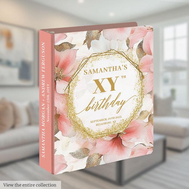 Lovely Blush Ivory Gold Birthday Memory Album Binder (Lovely Blush Ivory Gold Birthday Memory Album 3 ring binder)