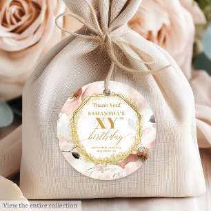 Lovely Blush Ivory Gold Birthday Thank You Tags