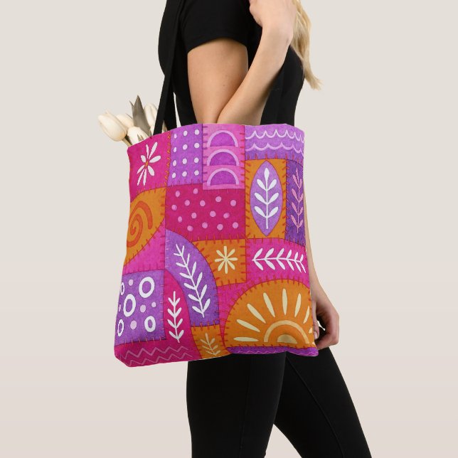 Lovely Bohemian Patterned Tote Bag (Close Up)