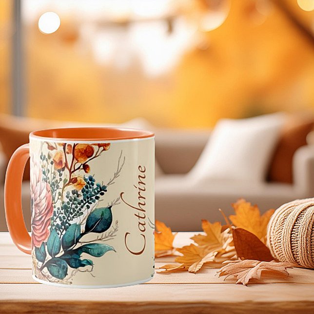 Lovely boho fall bouquet personalized mug (Creator Uploaded)