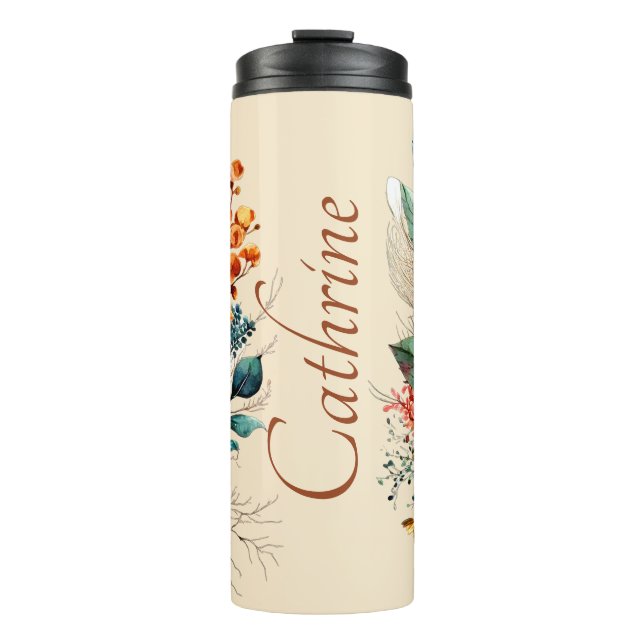 Lovely boho fall bouquet personalized thermal tumbler (Front)