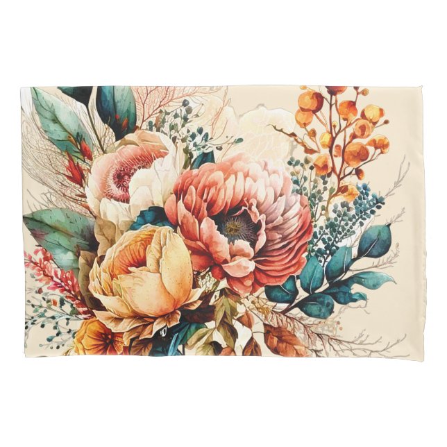 Lovely boho fall bouquet pillowcase (Front)