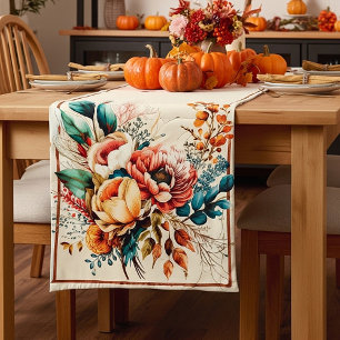 Lovely boho fall bouquet short table runner