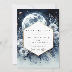 Lovely Botanical Moonlit Wedding Save The Date