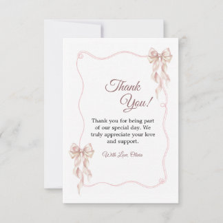 Lovely Bow Baby Shower Thank You Card